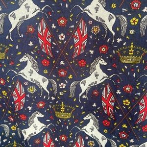 Boden Navy Crown and Country Print Midi Dress - US 14